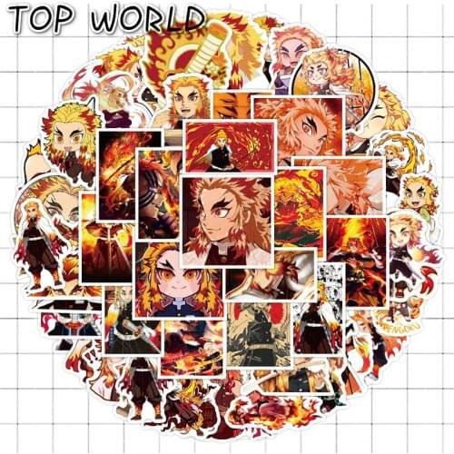 10/50Pcs/set Demon Slayer Rengoku Kyoujurou Cartoon Anime Graffiti Sticker For Kid Case Luggage Decals Motorcycle Helmet Laptop