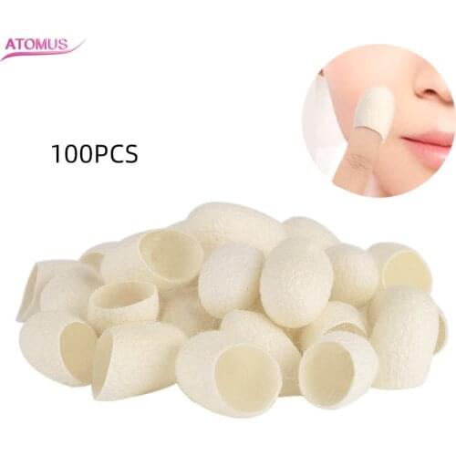 100pcs Organic Natural Silk Cocoons Silkworm Balls Facial Skin Care Scrub Purifying Acne Anti Aging Whitening Makeup Tool