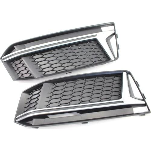 2Pcs/Set Chrome Fog Light Cover Grille Grill Fit For S4 A4 S-Line B9 2016-18