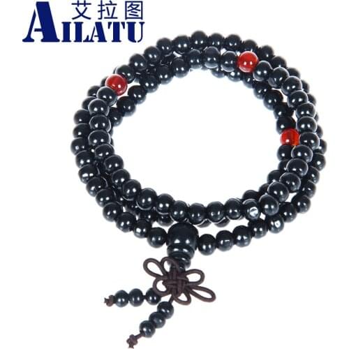 Ailatu Religious Rosary Bracelet Free Shipping 6 mm Buddhist 108 Black Wood Male Prayer Beads
