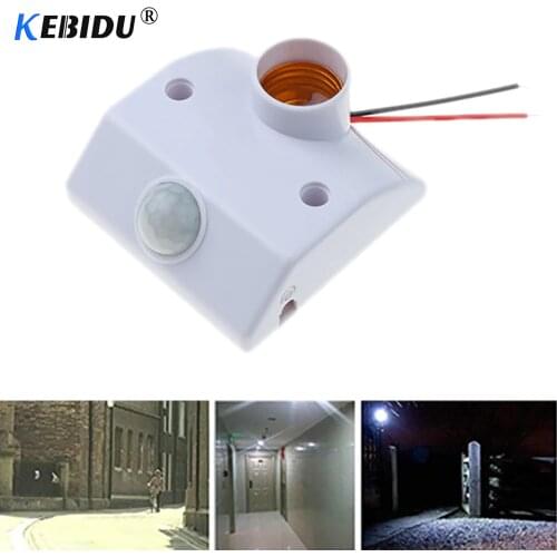 Kebidu Automatic Human Body Infrared IR Sensor LED Bulb Light E27 Base PIR Motion Detector Wall Lamp Holder Socket AC 110V 220V