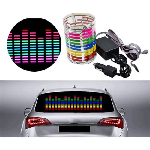 Car Windshield LED Sound Activated Equalizer Car Neon EL Light Music Rhythm Flash Lamp Sticker Styling With Control Box