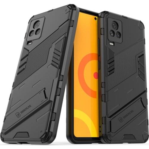 PUNK Phone Case For Vivo IQOO 7 Case For Vivo IQOO 7 Cover Armor PC Shockproof Silicone Stand Protective Bumper For Vivo IQOO 7