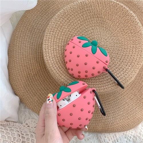 For Airpods Pro 3D Cute Cartoon Strawberry Earpods Case for Apple Airpods 1 2 3 Wireless Earphone Protective Cover Charging Box