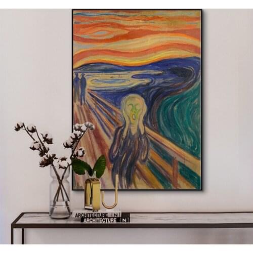 Edvard Munch Scream Shout Abstract Oil Painting on Canvas Art Famous Posters and Prints Wall Picture for Living Room Home Decor