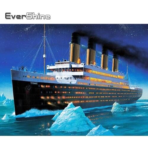 Evershine 5D DIY Diamond Embroidery Boat Landscape New Arrival Diamond Painting Sailboat Rhinestone Mosaic Sale Wall Decor