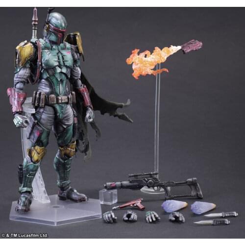 Play Arts Star Wars Movie Figure Bounty Hunter Boba Fett 27cm Pvc Action Figure Decoration Model Collection Toy Gift