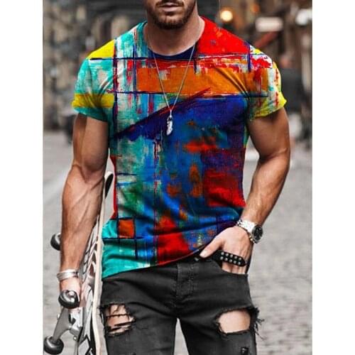 IFPD EU Size Mens T Shirt 3D Color Oil Painting Print Funny Short Sleeve T-shirt Summer Harajuku Casual Streetwear Tops Hip Hop