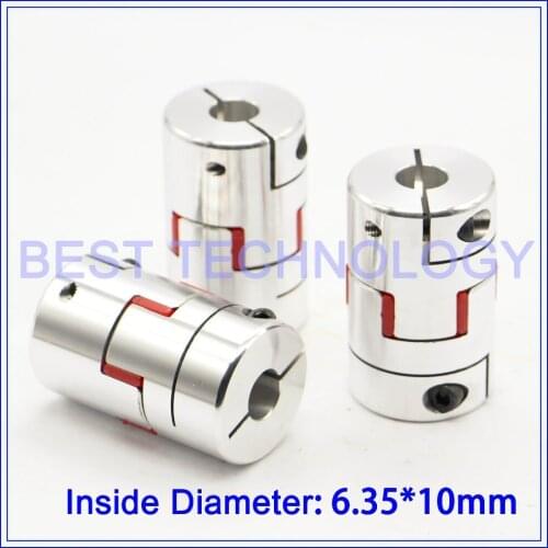 3pcs Flexible Jaw Spider Plum Coupling 6.35mm to 10mm Clamp CNC Starter Shaft Coupling Connector Diameter 25mm Length 30mm