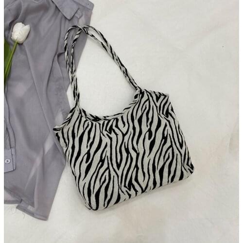 Zebra Jungle Print Canvas Shoulder Bags For Ladies Designer Female Fashion Shoulder Underarm Handbag Womens Travel Shopper Bag
