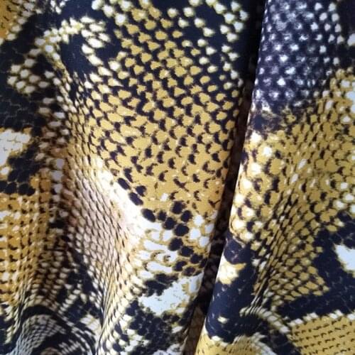 Good Imitate Silk Chiffon Fabric Yellow Sexy Python Snake Pattern Print Chiffon Skirt Fabric Sewing Material DIY Dress/Shirt