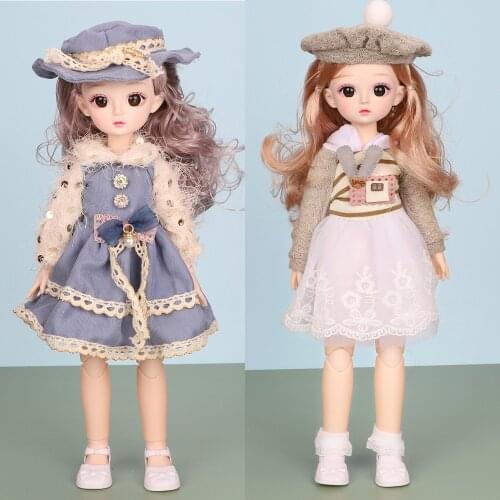 12 Inch Movable Joints Bjd Doll Princess With Golden Hair Dress 1/6 Makeup Dress Up Kawaii Toys For Age 3+ Girls Birthday Gift