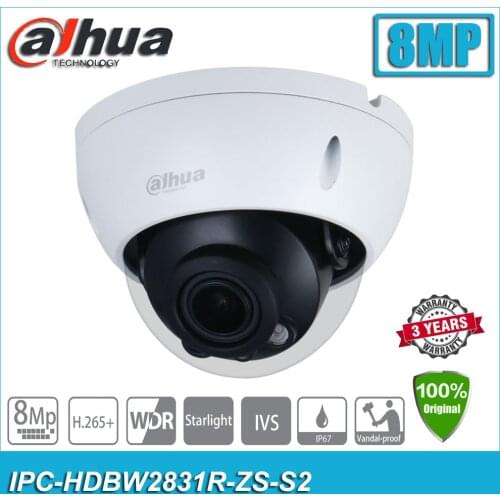 Original Dahua IPC-HDBW2831R-ZS-S2 8MP POE H.265 Lite IR Vari-focal Starlight CCTV Network IP Dome Camera HDBW2831R-ZS-S2