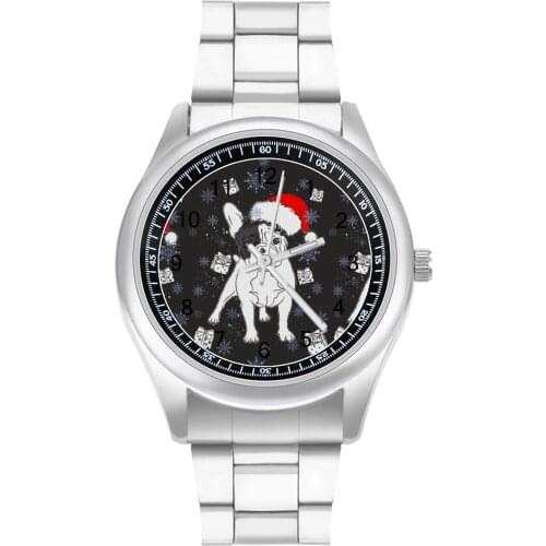 French Bulldog Quartz Watch Steel Photo Wrist Watch Female Fitness Colored Photo Wristwatch