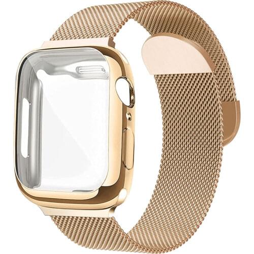 Magnetic Loop+Case for Apple Watch band 44mm 40mm iWatch band 38mm 42mm Metal Belt bracelet correa apple watch Series SE 6 5 4 3