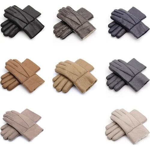 Men Winter Gloves Warm Genuine Sheep Fur Gloves for Men Thermal Goat Fur Cashmere Real Leather Leather Snow Gloves