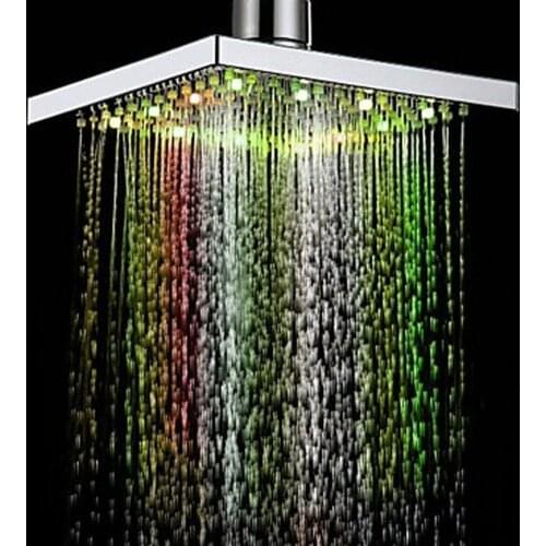 Shower Head Square LED Bath Faucet Shower Rainfall Stainless Steel Rain Shower Head High Pressure Rainshower