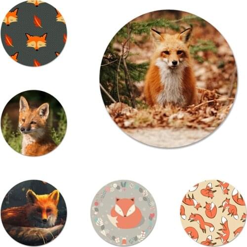 Cute Fox In Autumn Badge Brooch Pin Accessories For Clothes Backpack Decoration gift 58mm
