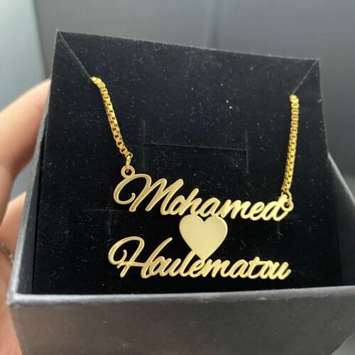 Noelia Custom Name Necklace Love Heart and Name Pendant Necklace Fashion Stainless Steel Jewelry for Women Wedding Party