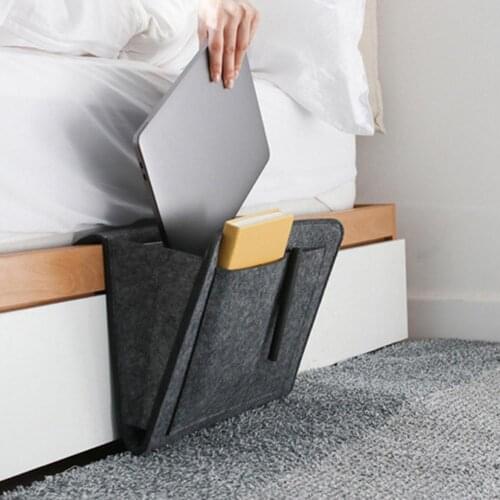 Hanging Bag Bed Storage Pockets Felt Bedside Table Sofa Storage Bags Hangable Pouch Bedroom Holder Organizer