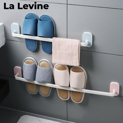 Bathroom Slippers Shelf Towel Rack Wall-mounted Free Punch Rack Kitchen Organizer Drain Storage Towel Holder Household Items