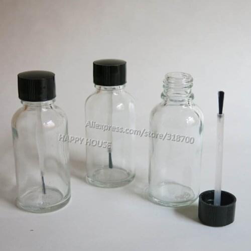 360 x 30ml Clear Empty Glass Nail Polish Bottle Plastic Cap with Brush 1oz Cosmetic Container