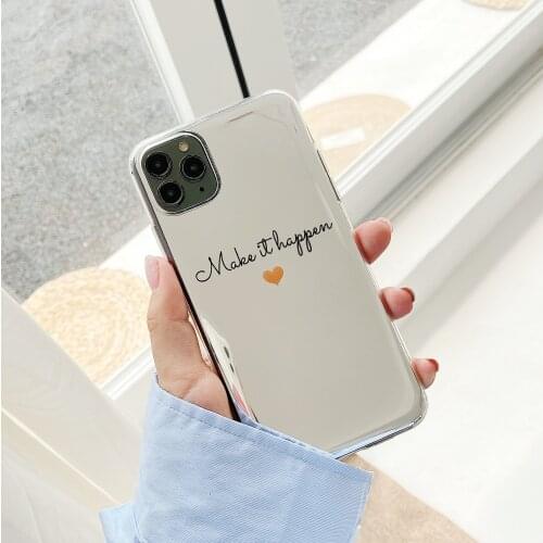 Retro simple mirror letters cute Phone Case For iPhone 11 Pro Max XR X XS Max case Silicone Cover for coque iPhone 7 8 Plus Case