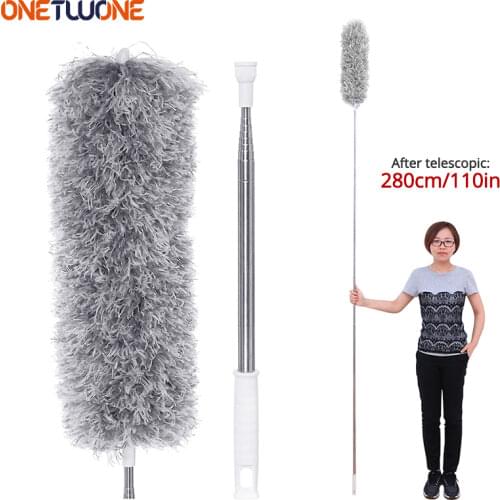 Duster 0.8m-2.8m Retractable Pole Easy Cleaning Brush Arbitrarily Bent Duster Household Cleaning Tools
