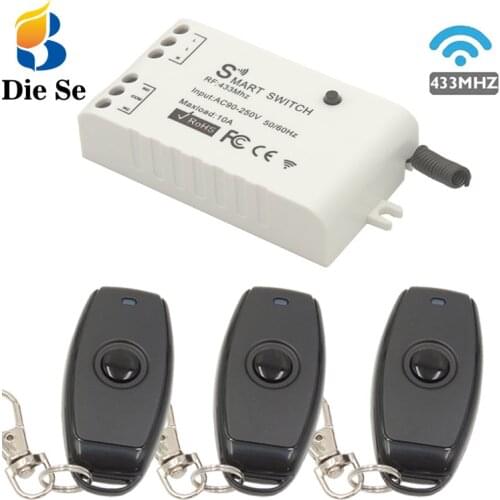 433Mhz Universal Wireless Remote Control AC 110V 220V 10Amp 1CH RF Relay Receiver Module and Transmitter ,for Light/Ventilation