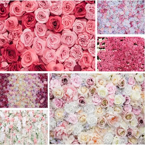 Valentines Day Pink Flowers Photography Backdrops Vinyl Cloth Studio Backgrounds for Children Baby Lovers Portrait Photoshoot