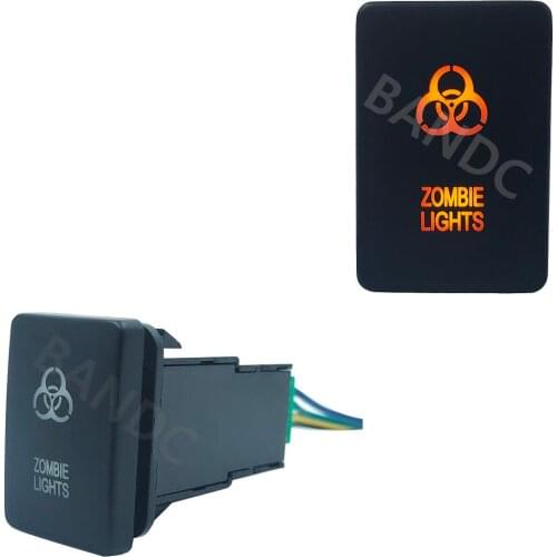 ZOMBIE LIGHTS Push Switch with Wiring Connector Orange Led Lights On Off for Toyota RVA4 2006-2011, Auto Replacement, 3Amp 12V