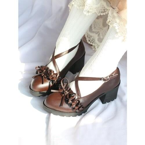 Woman Lolita Shoes Luxury Designer Mid Heels 5cm Round Toe Cosplay Anime Kawaii Shoes Goth Girls Female Uniform Jk Loli Shoe