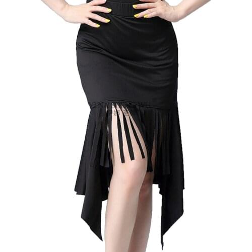 Black Latin Dance Skirt New Dance Irregular Tassel Skirt for Women Professional Latin Dance Competition Performance Wear 3 Sizes