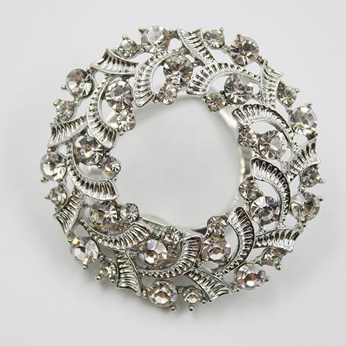 Womens Round Sparkling Silk Ribbons Buckle Rhinestone Alloy Scarf Holder Clip fashion