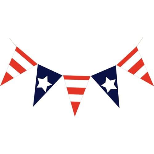 1pc Garland American Independence Day Bunting Banner Party Decorations Photo Props With 5pcs Colorful American Pennant Decor