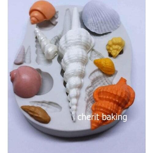 Cake Mold 1 pc Silicone Mold sea shell conch Wedding Decoration Fondant Cake Decorating Baking Tool Bakeware Pudding