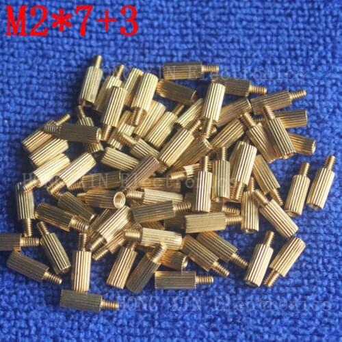 M2*7+3 10Pcs brass Standoff 7mm Spacer Standard Male-Female brass standoffs Metric Thread Column High Quality 10 piece sale