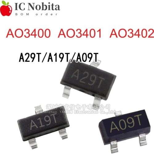 100PCS AO3400 AO3401 AO3402 SOT-23 A09T A19T A29T SOT23 MOS Field Effect Tube FET Transistor IC New