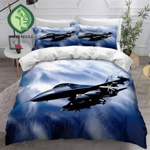 HELENGILI 3D Bedding Set Aircraft Print Duvet Cover Set Bedclothes with Pillowcase Bed Set Home Textiles #FJ10