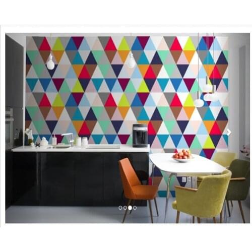Custom 3D Wallcoverings,color geometric triangular pattern for living room bedroom kitchen restaurant wall papel de parede