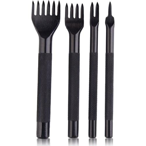 8 style 3mm 4mm Silver Black Gold Retor 4pcs Hole Leather Tool Punches Stitching Punch Tool Prong Leather Craft Tools