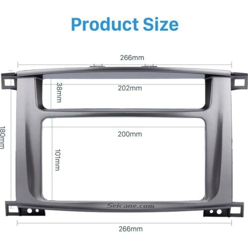 Seicane 202*102mm Double Din Car Radio Fascia Surround Panel Trim for 1999-2008 Toyota LAND CRUISER 100 Lexus LX-470 Bezel DVD