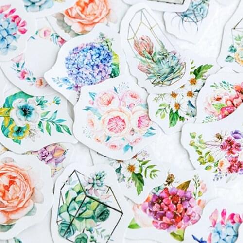 Free shipping 56packs Beautiful Ukiyo Flower Language Boxed Sticker Scrapbooking DIY Decor Stationery