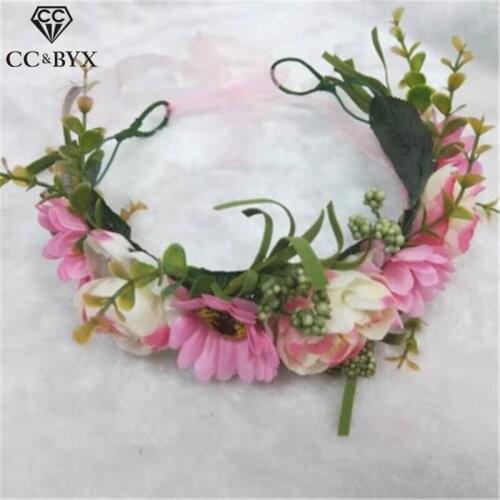 CC Flower Tiaras and Crowns Hairbands Wedding Hair Accessories For Women Bride Bridesmaids Garland 100% Handmade Wreath DIY at78