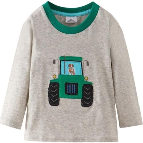 Funnygame Baby Cotton Long Sleeve T shirt with Tractor Applique Cute Boys Girls Autumn Spring Clothes Tops for Boy