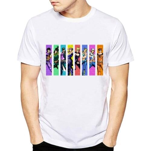 JoJo Bizarre Adventure All Star T Shirt Men Manga Anime Short Sleeve T-shirt Cool Novelty Funny Tshirt Men Printed Hipster Tee