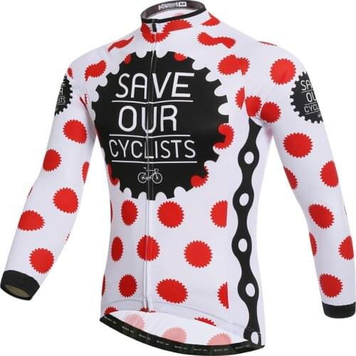 Xintown spots red Mens Cycling Jersey Long Sleeve Bicycle Cycling Clothing Ropa Invierno Ciclismo Sport Bike Jersey Jacket