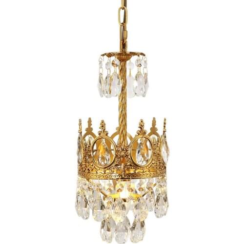 French all copper crystal chandelier retro bedroom bedside aisle porch living room dining room stairs cloakroom crown lamp