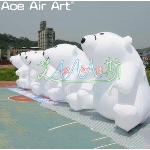 Custom charmingly naive white inflatable sitting polar bear animal replica for advertising promotion