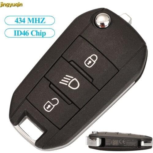 Jingyuqin Remote Car Key Fob Control 434MHZ ID46 Chip For Peugeot 3008 208 308 508 408 2008 Original Factory Lamp Sign No Blade